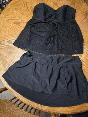 Women's Black Skater Swim Skirt - Sleek Solid Black